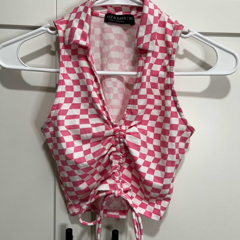 Pink Checkered Women's Top